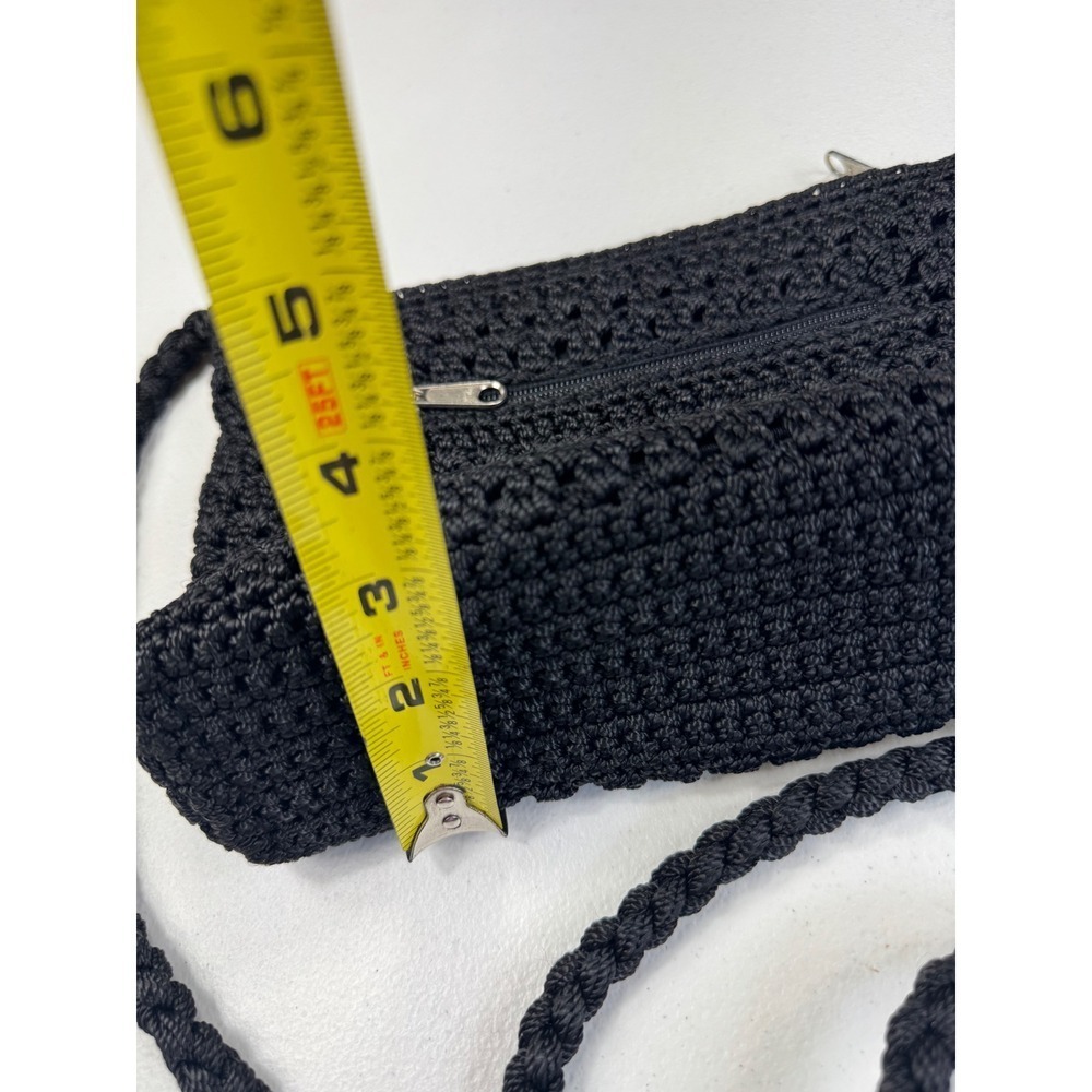 Lina Black Woven Crossbody Bag Small Purse Silver Charm Handmade Style Cute - Picture 8 of 8